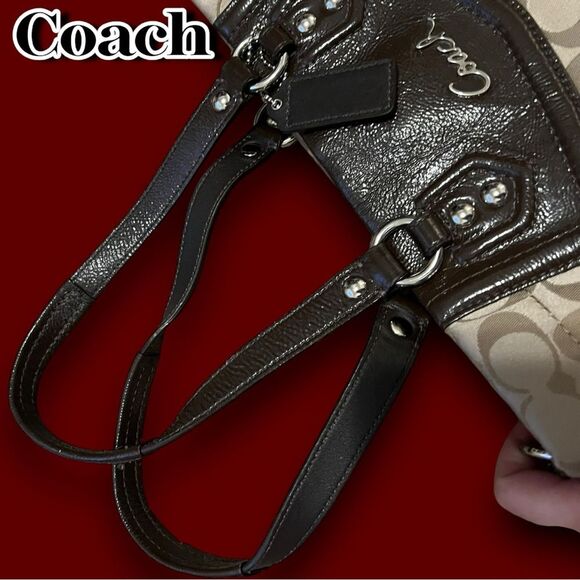 Coach Signature Khaki & Brown Tote Bag + Matching Wallet Set – EUC - Picture 5 of 13